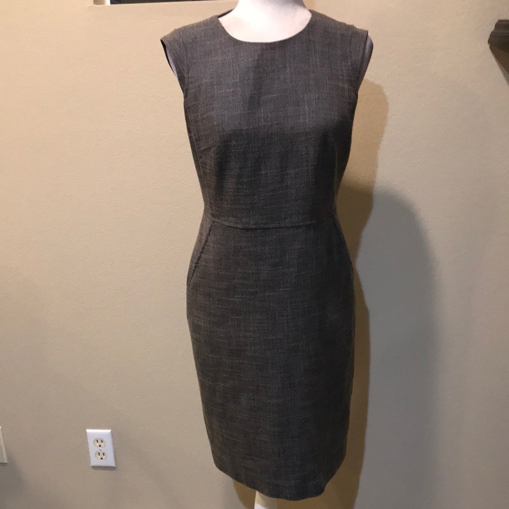 Anne Klein Tweed Midi Sheath Dress with Side Pockets Cap Sleeves Back Zip- 4